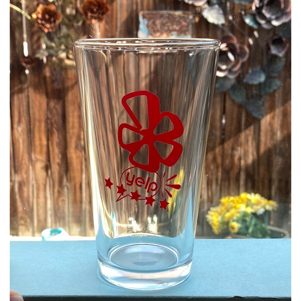 Yelp Advertising Pint Beer Glass 16 oz Bar Man Cave Decor 15B